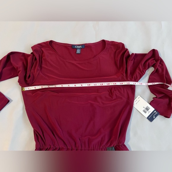 Chaps Red Black waist faux  dress‎ with faux leather detail Sz Small NWT! - Picture 6 of 11